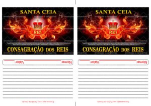 Envelope Santa Ceia - Consagração dos Reis (2 numa folha A4)