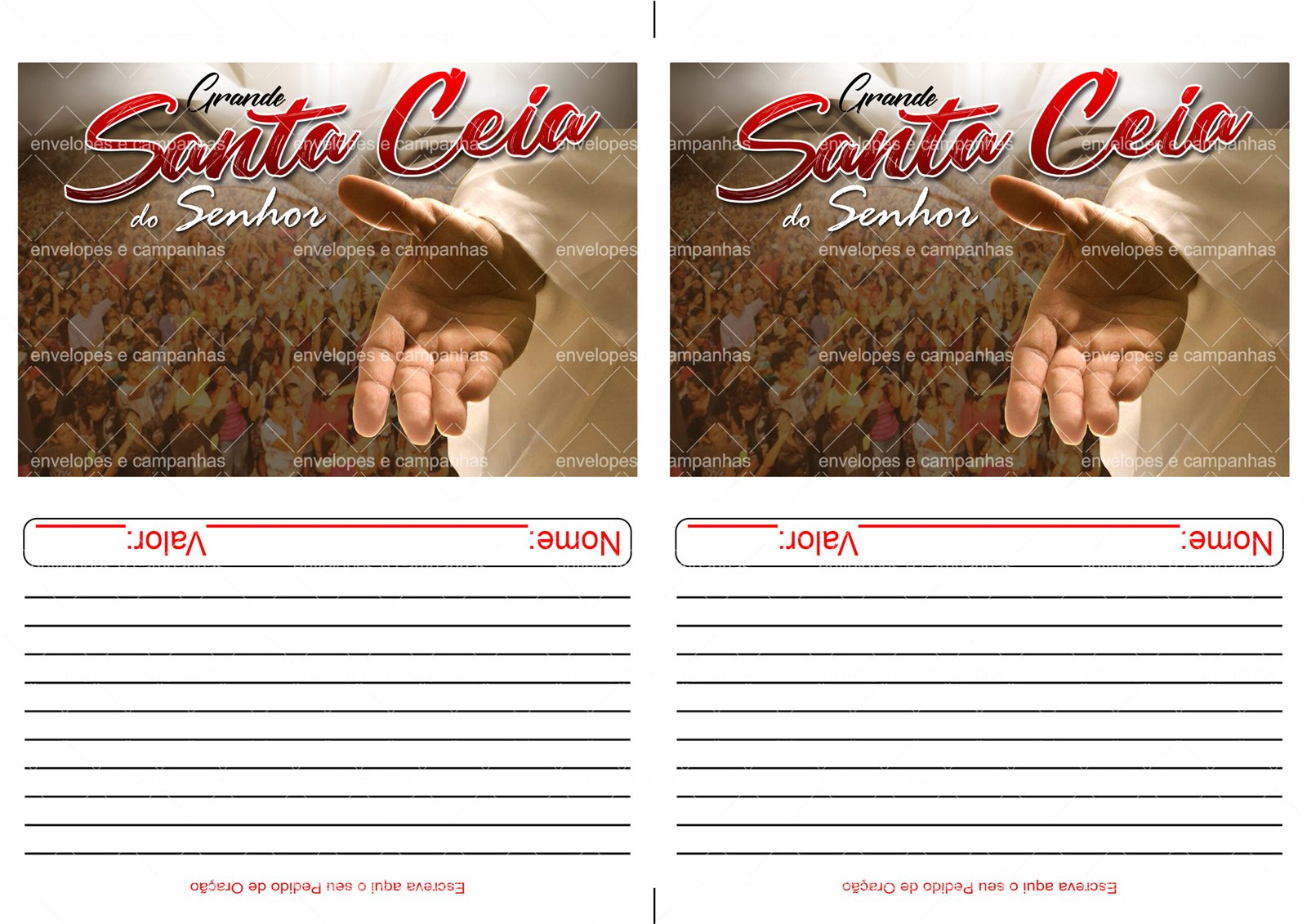 Envelope Santa Ceia - Mão de Deus 2 (2 numa folha A4)