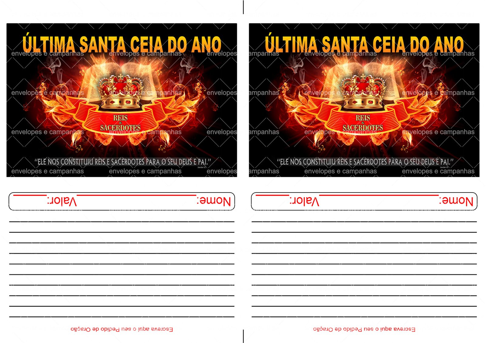 Envelopes 2x1 - Santa Ceia - Última do Ano - Reis e Sacerdotes