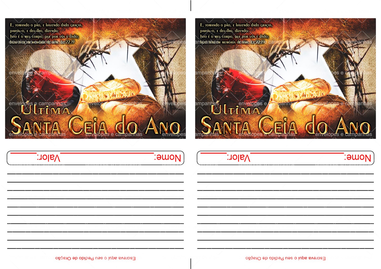 Envelopes 2x1 - Santa Ceia - Última do Ano