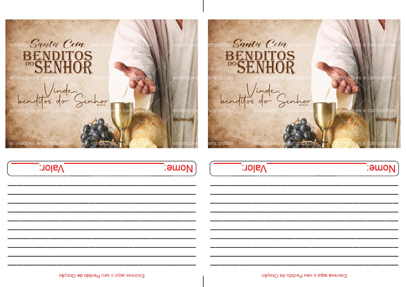 Envelopes 2x1 - Santa Ceia - Vinde a Mim - Bege