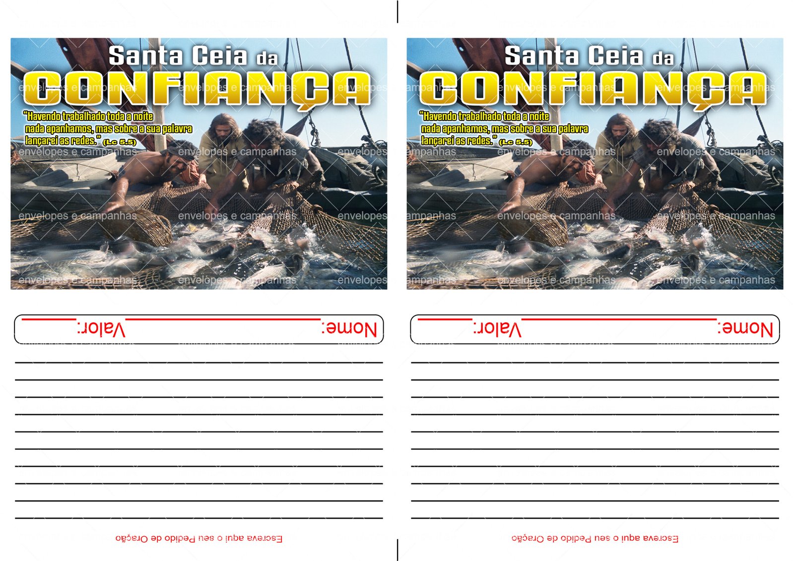 Envelopes 2x1 - Santa Ceia da Confiança - Pesca