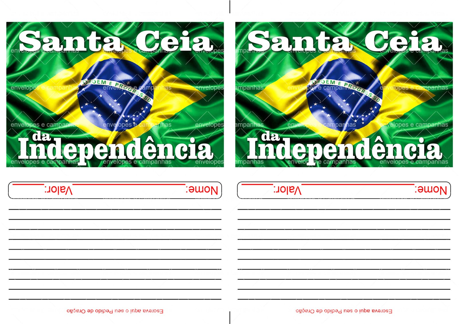 Envelopes 2x1 - Santa Ceia da Independência