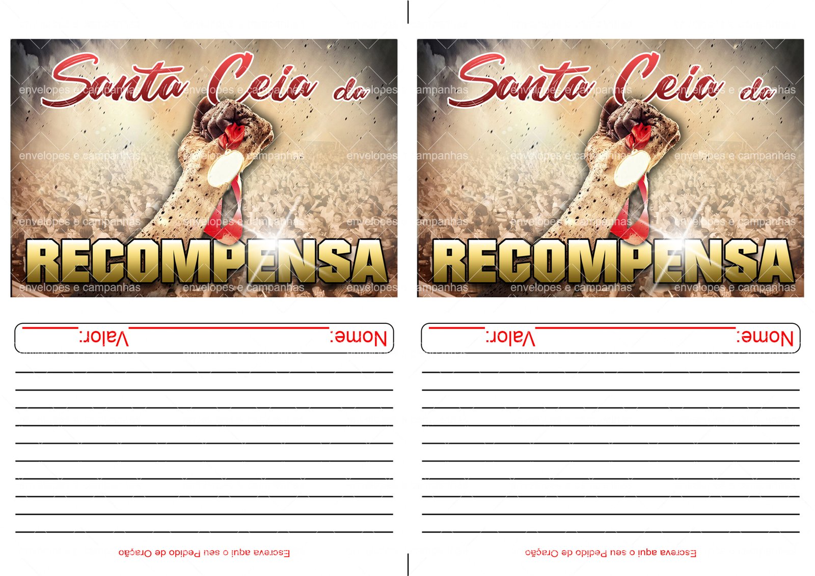 Envelopes 2x1 - Santa Ceia da Recompensa