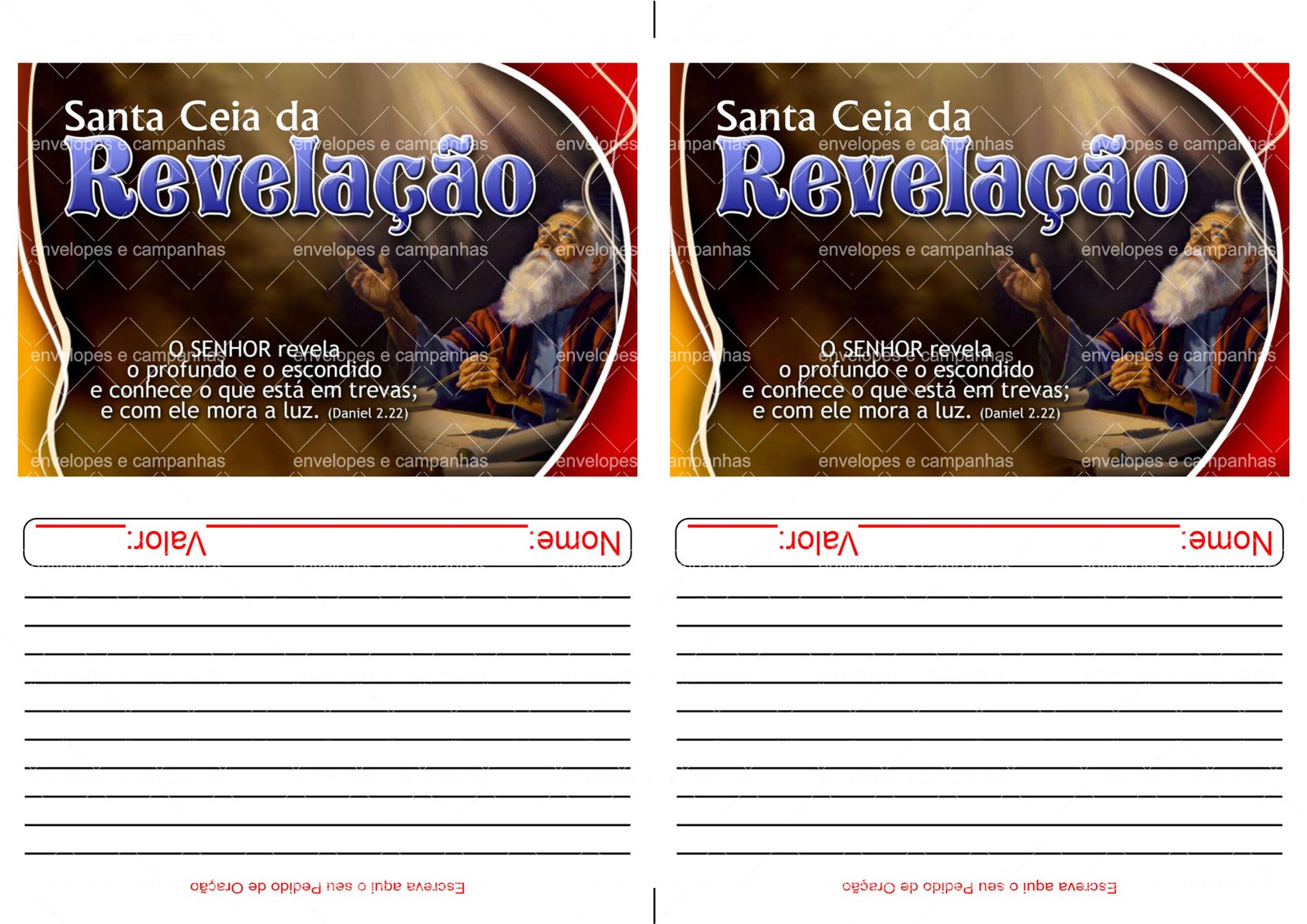 Envelopes 2x1 - Santa Ceia da Revelação