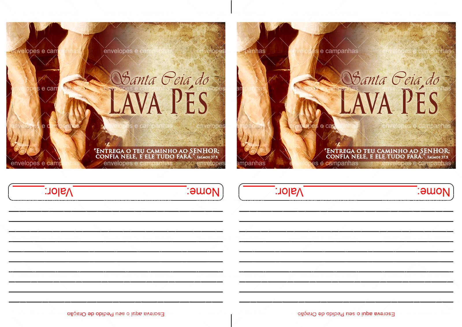 Envelopes 2x1 - Santa Ceia do Lava Pés