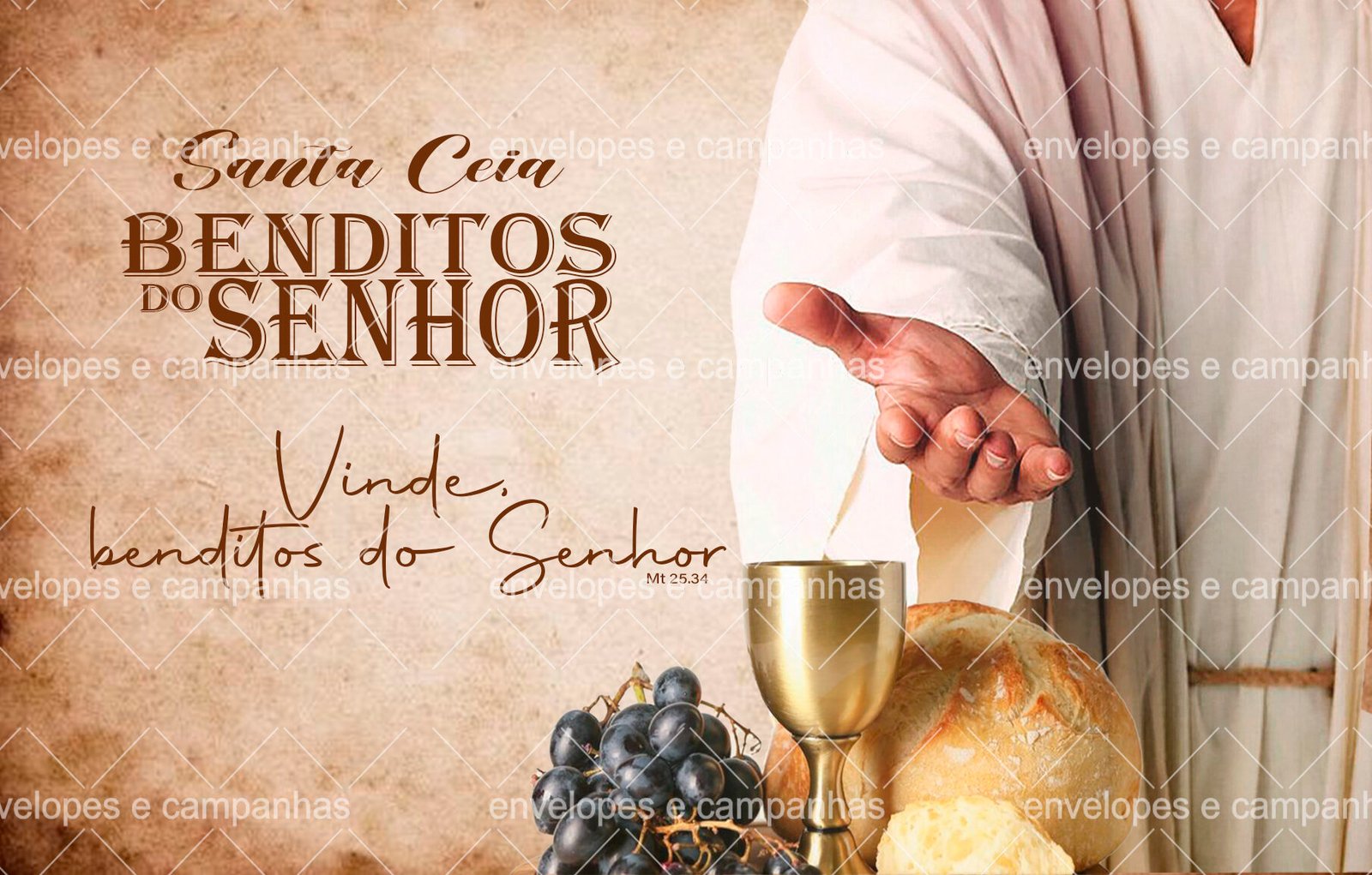 Envelope Santa Ceia Vinde Benditos do Senhor 02 (Envelope 1/2 Ofício ou 2 numa folha A4)