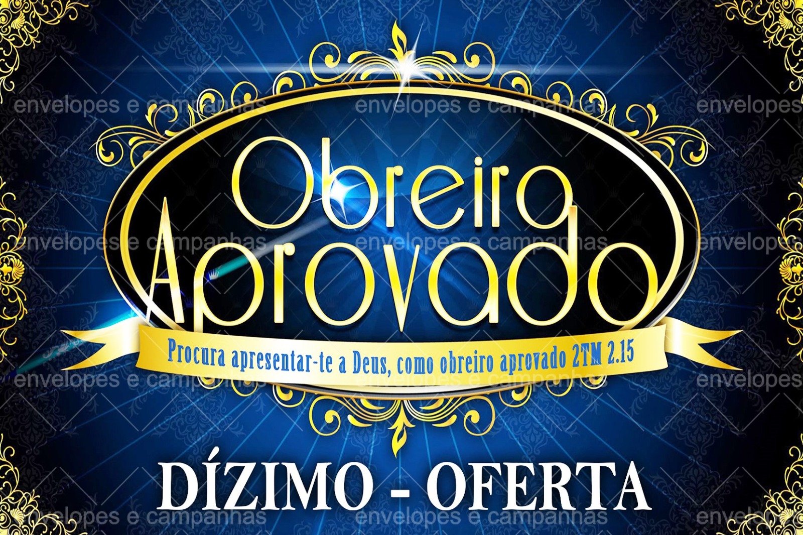 Envelope Dízimo e Oferta - Obreiro Aprovado (Envelope 1/2 Ofício ou 2 numa folha A4)