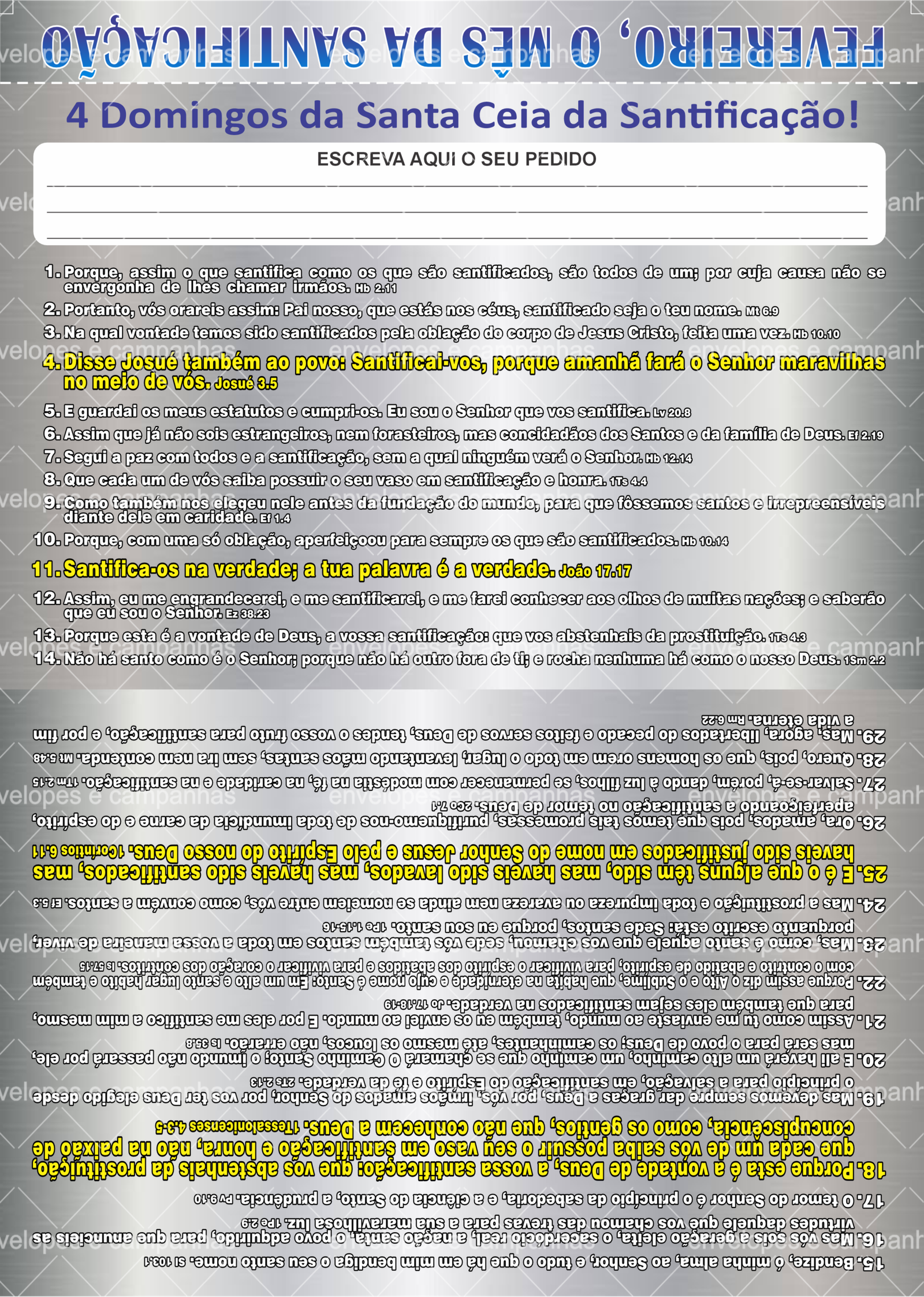 Cartão Fevereiro - O Mês da Santificação