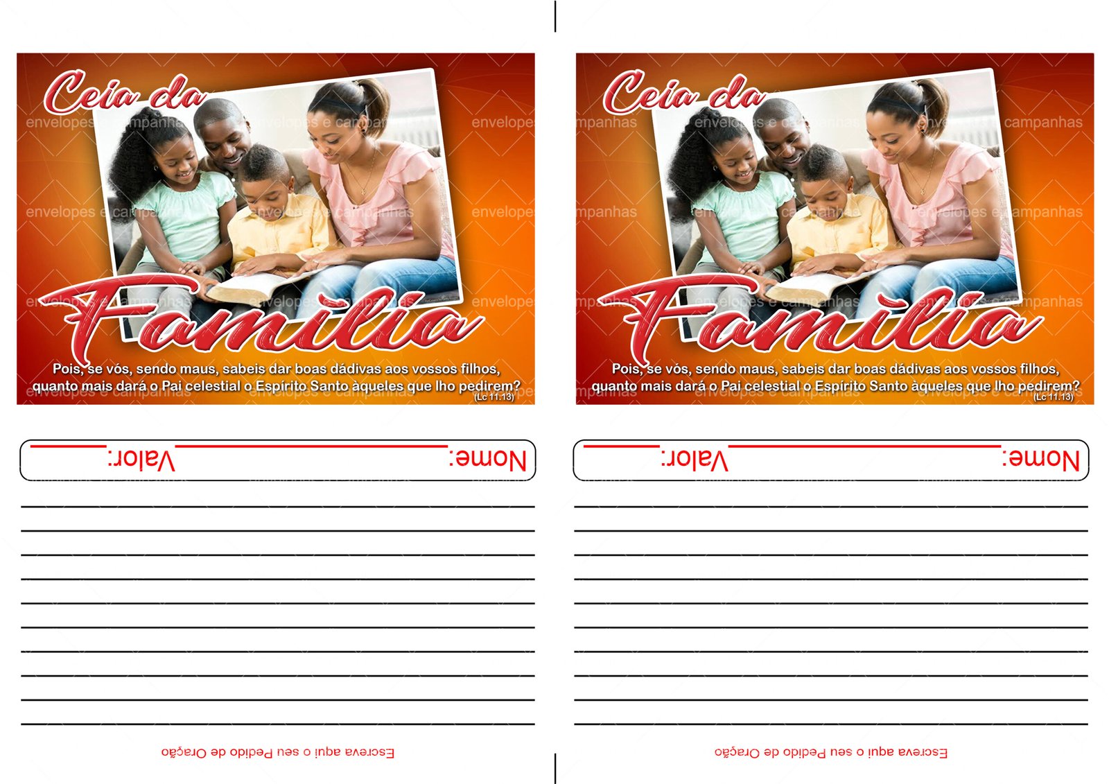 Envelope Ceia da Família 01 (2 numa folha A4)