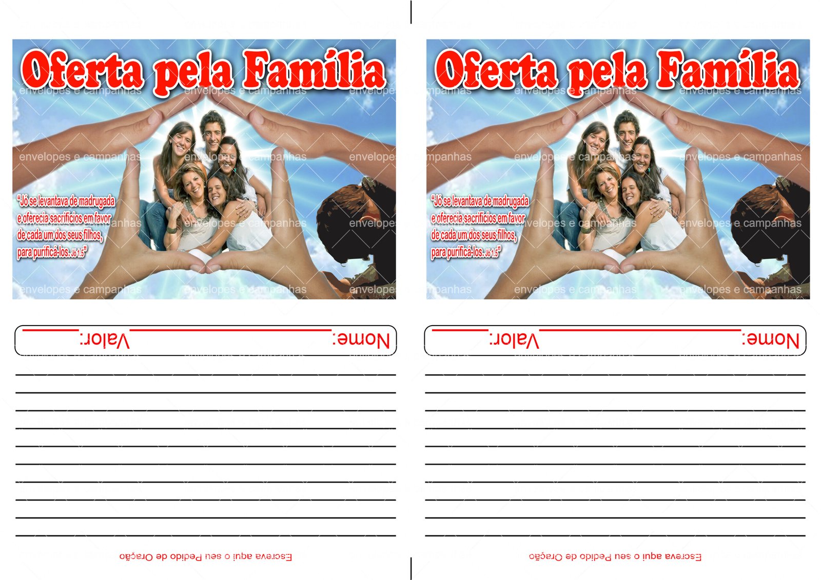 Envelope Oferta pela Família 01 (2 numa folha A4)