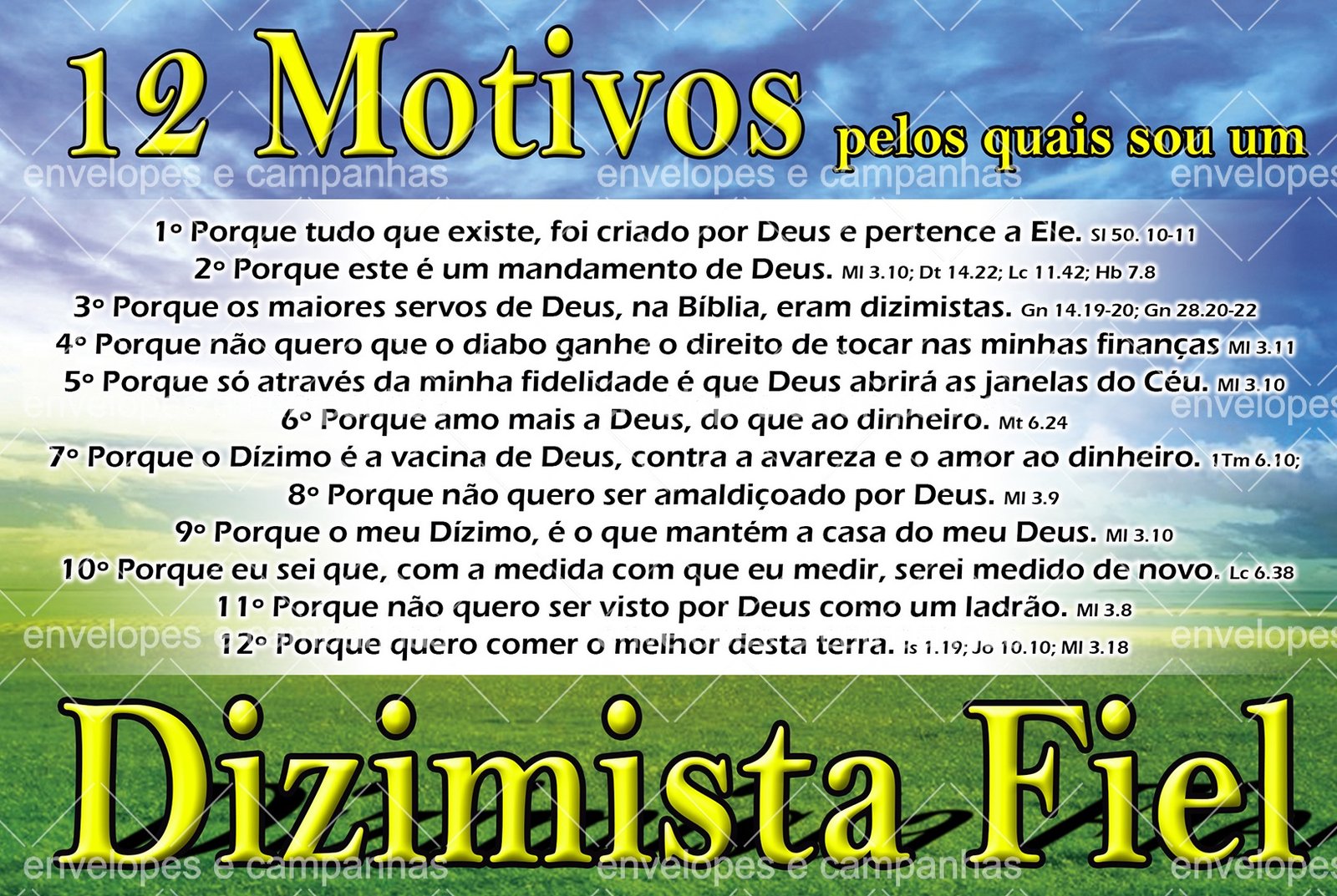 Envelope Dizimista Fiel - 12 Motivos - (2 numa folha A4)