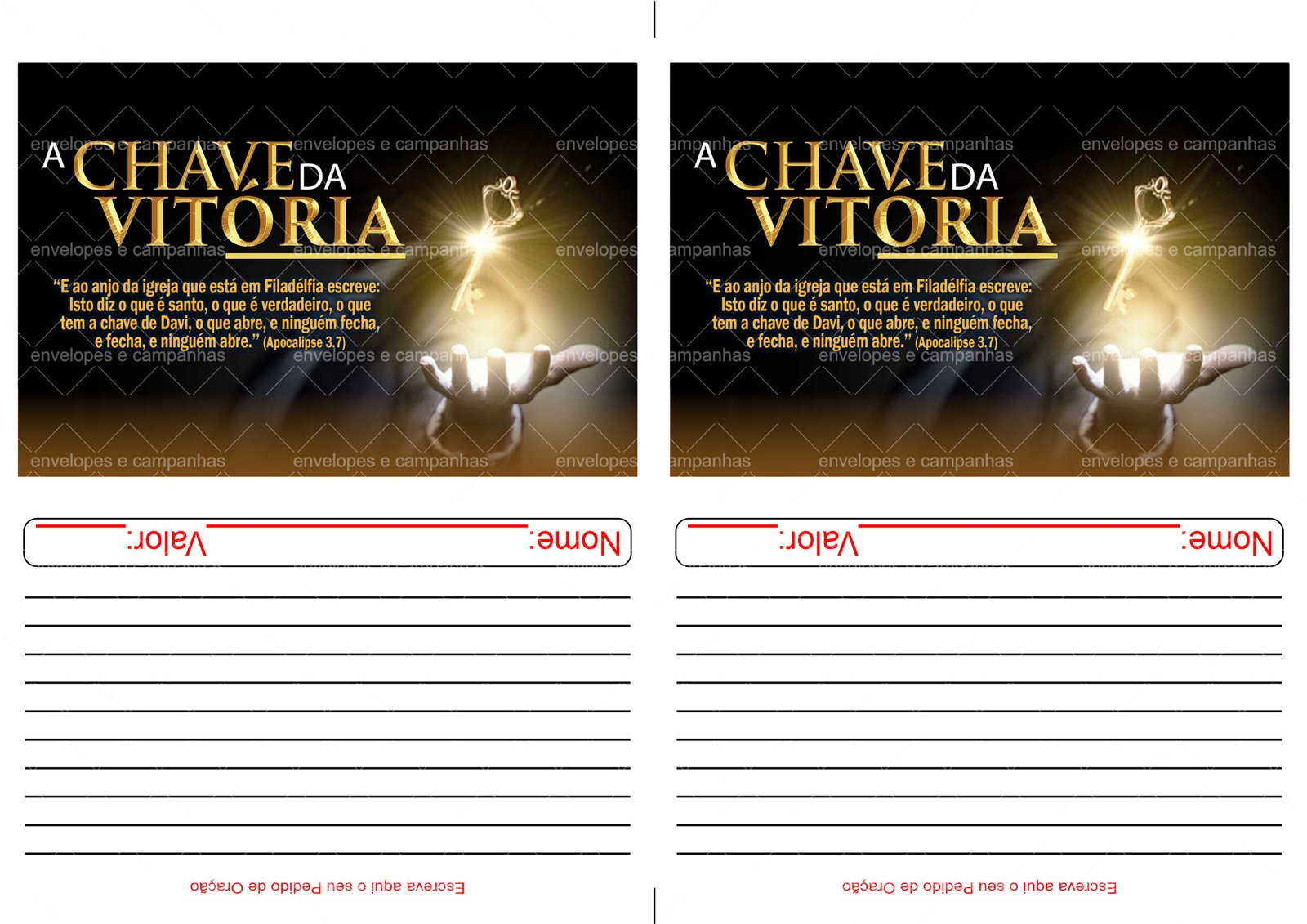 Envelope A Chave da Vitória 02 (2 numa folha A4)