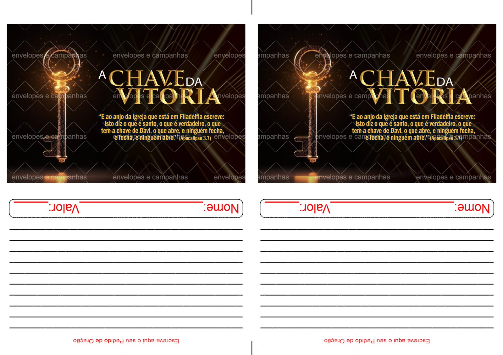 Envelope A Chave da Vitória 03 (2 numa folha A4)