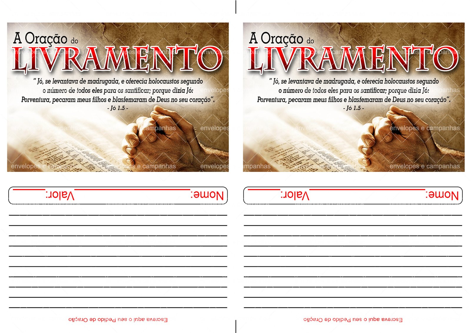 Envelope A Oração do Livramento 01 (2 numa folha A4)