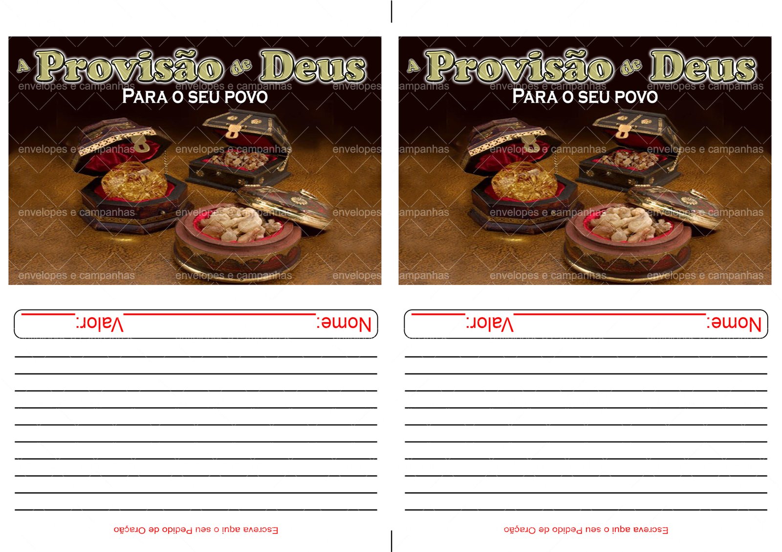 Envelope A Provisão de Deus para o seu Povo (2 numa folha A4)