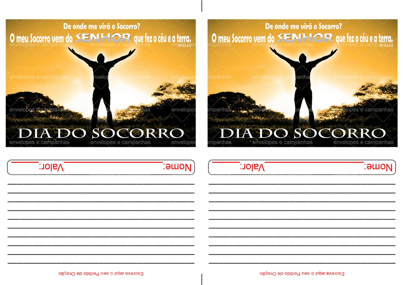 Envelope Dia do Socorro (2 numa folha A4)