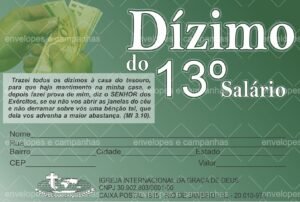Envelope Dízimo do 13º - Igreja da Graça (2 numa folha A4)