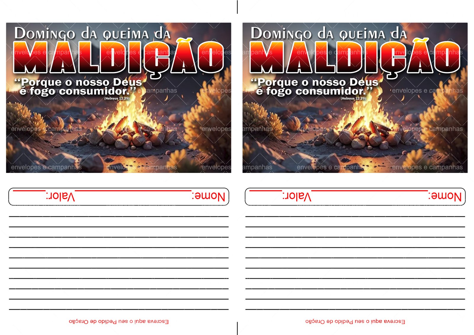 Envelope Domingo da Queima da Maldição 2 (2 numa folha A4)