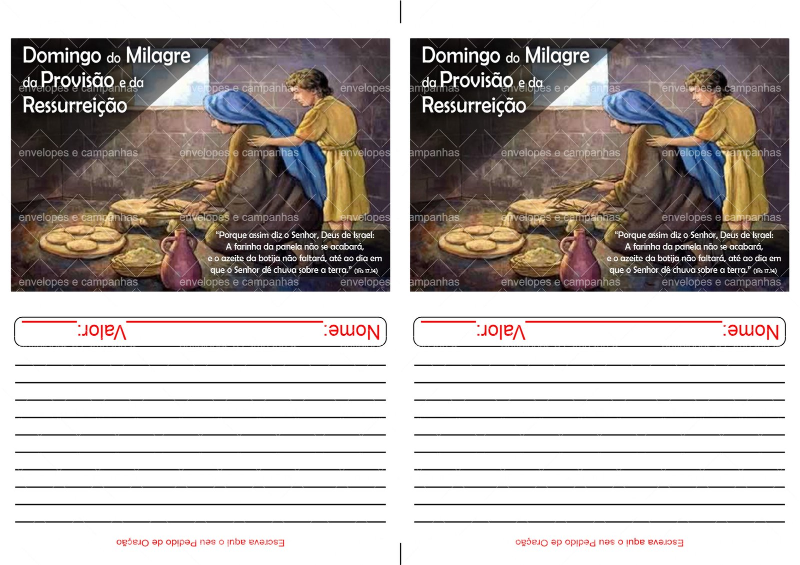 Envelope Domingo do Milagre (2 numa folha A4)