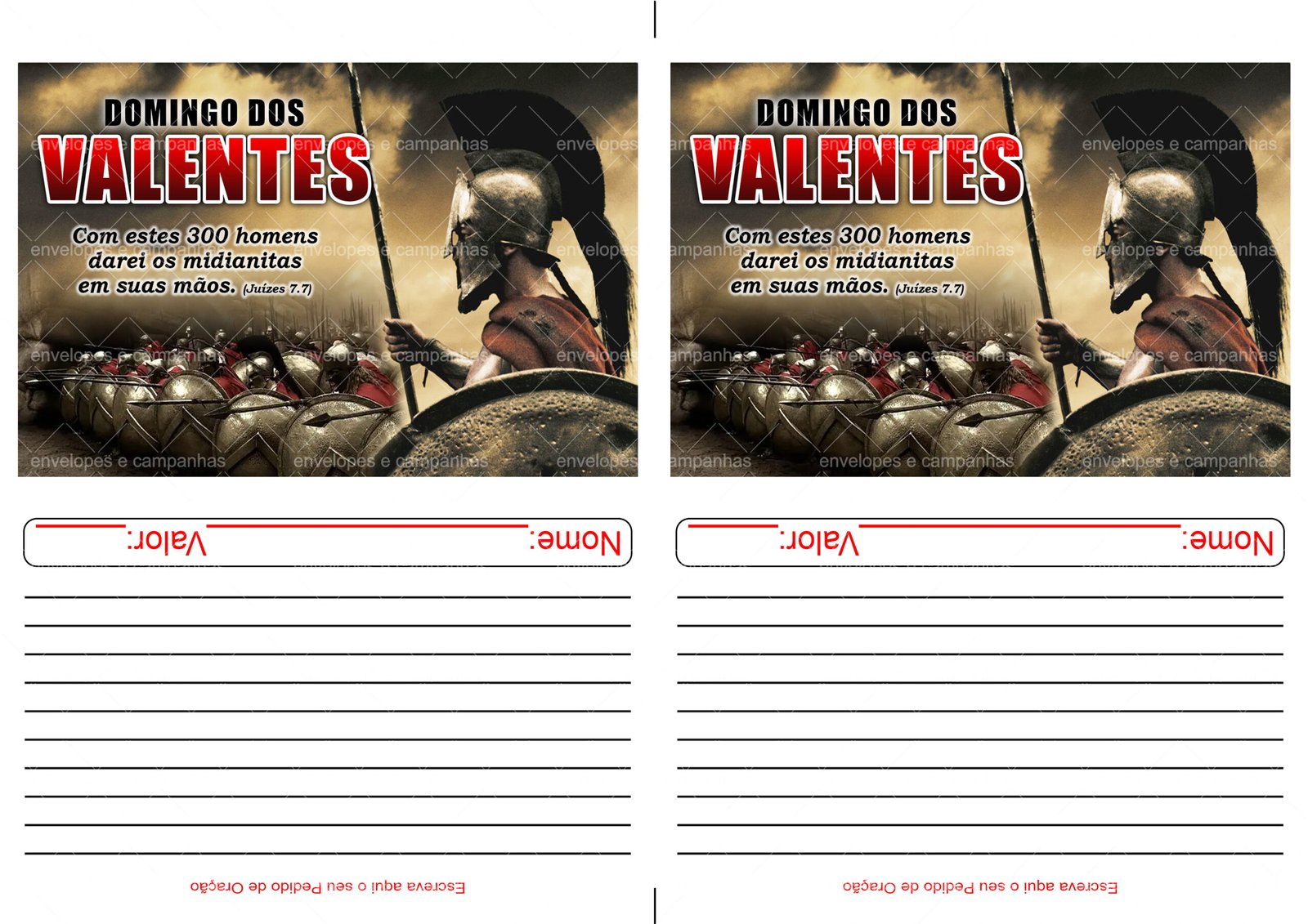 Envelope Domingo dos Valentes 1 (2 numa folha A4)