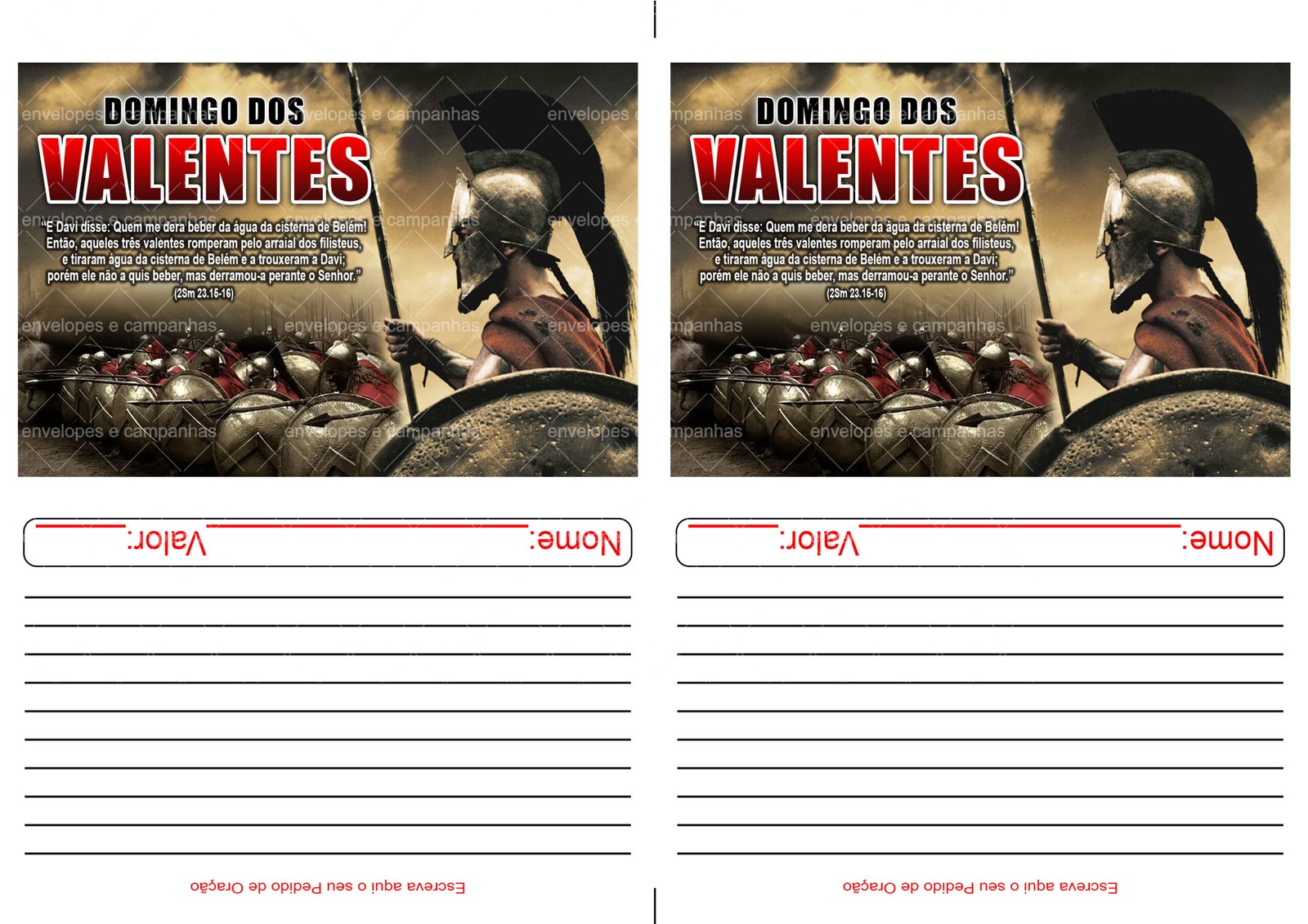 Envelope Domingo dos Valentes 2 (2 numa folha A4)
