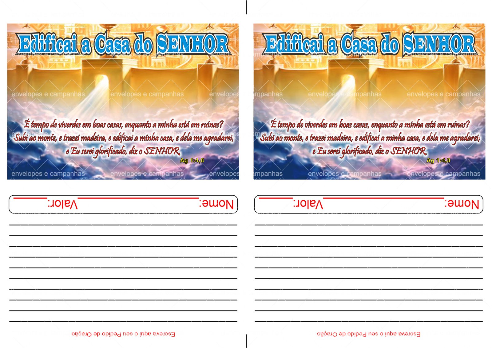 Envelope Edificai a casa do SENHOR 02 (2 numa folha A4)
