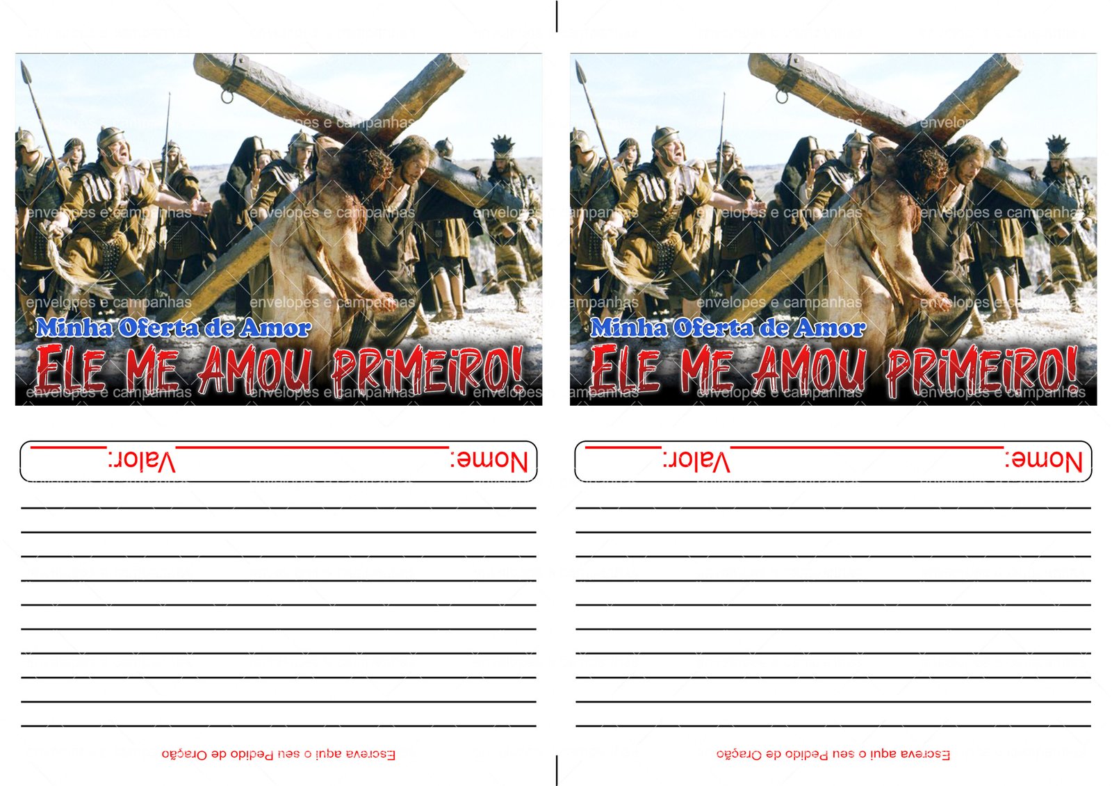 Envelope Ele me amou primeiro (2 numa folha A4)