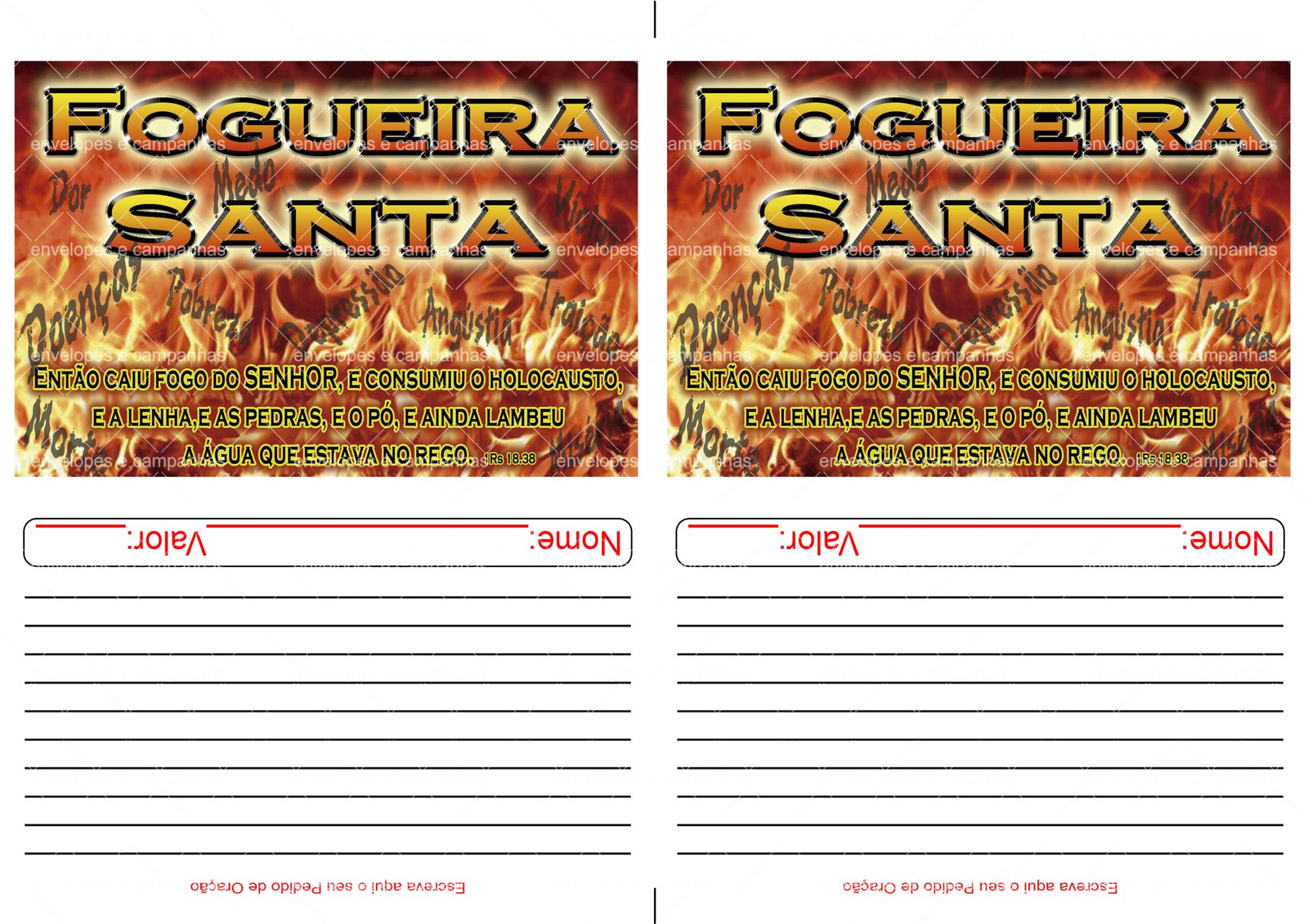 Envelope Fogueira Santa 1 (2 numa folha A4)