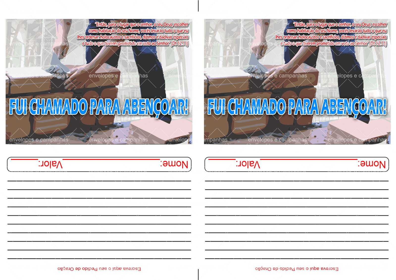 Envelope Fui chamado para abençoar 01 (2 numa folha A4)