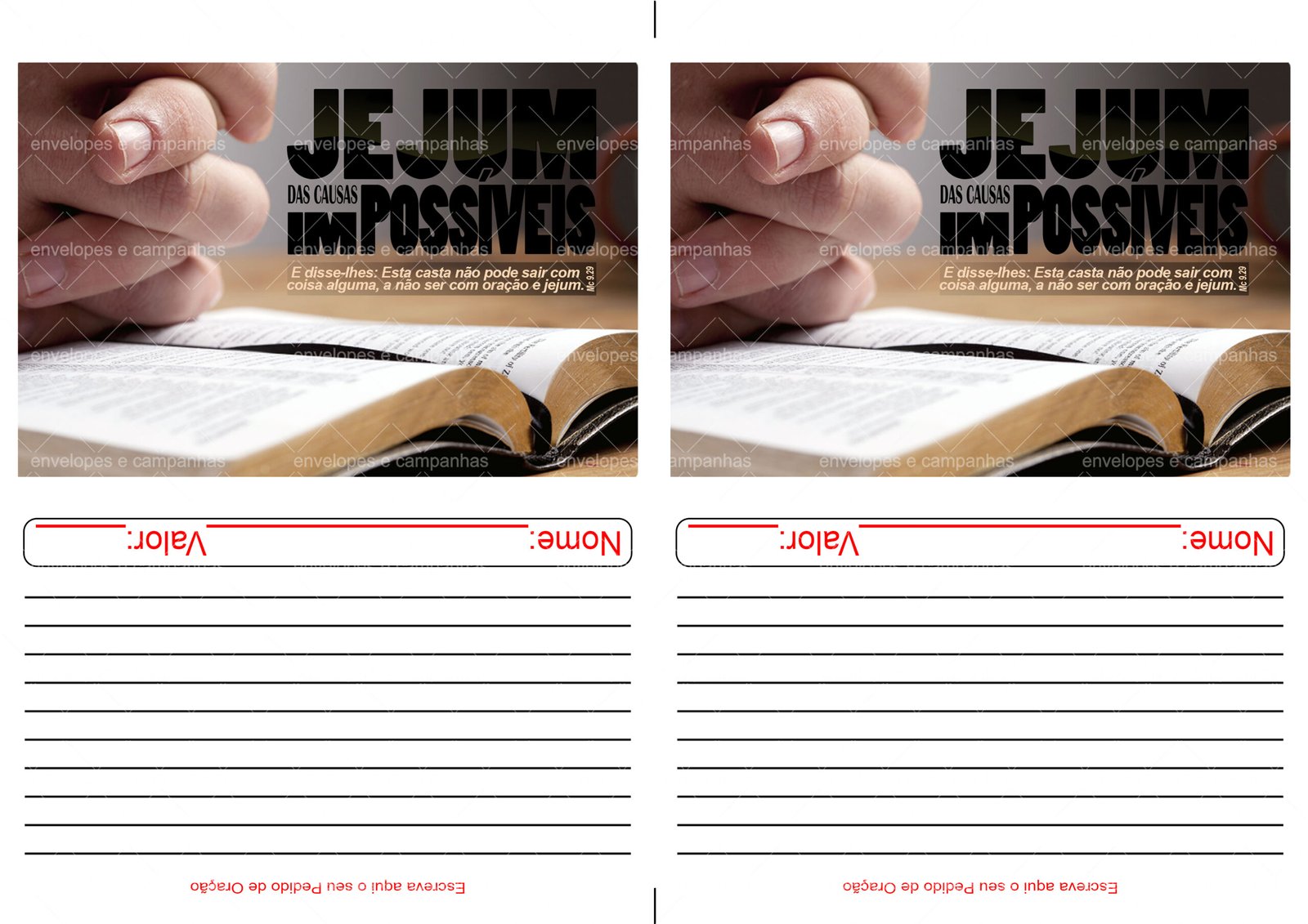 Envelope Jejum das Causas Impossíveis 1 (2 numa folha A4)