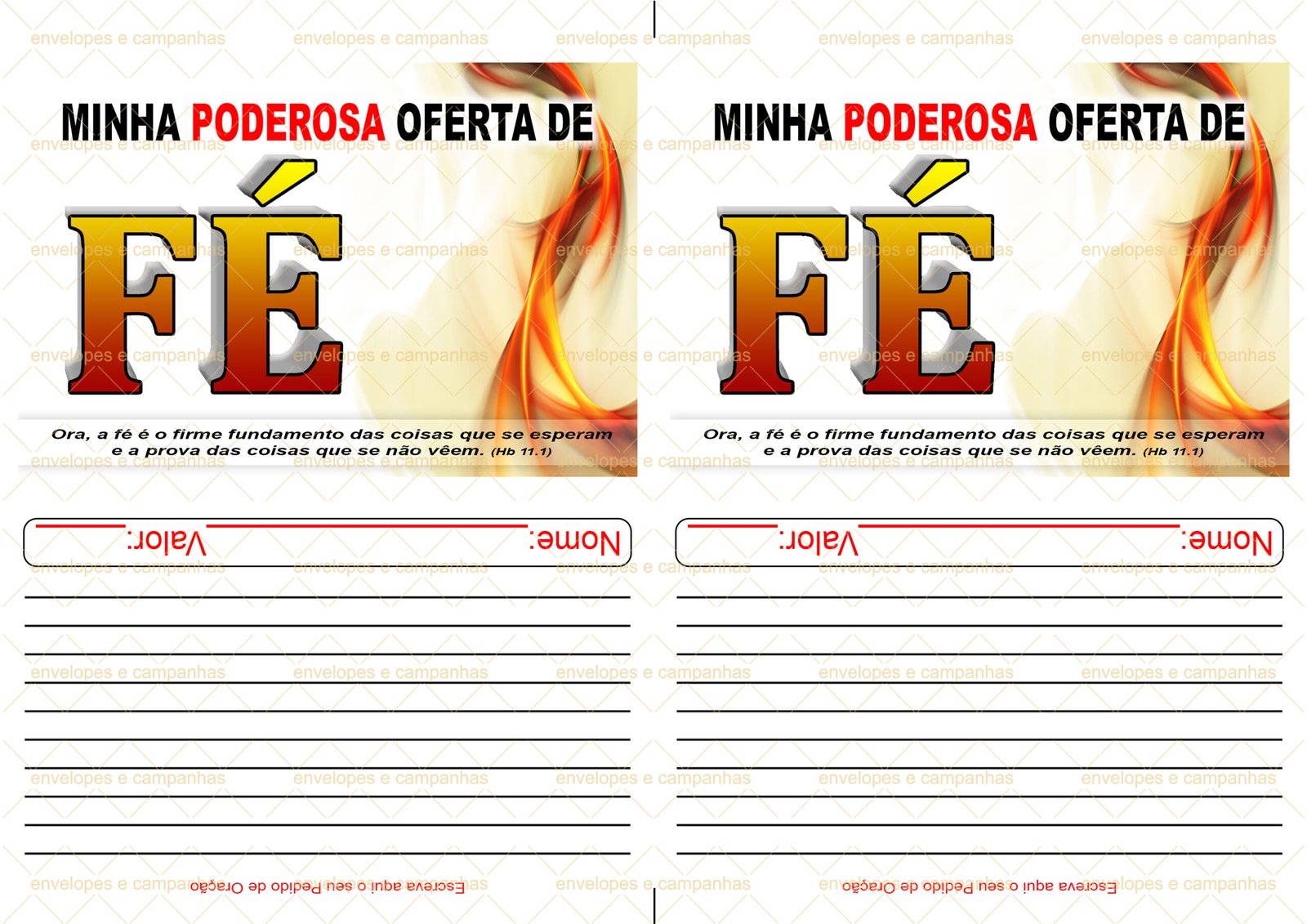 Envelope Minha Poderosa Oferta de Fé (2 numa folha A4)