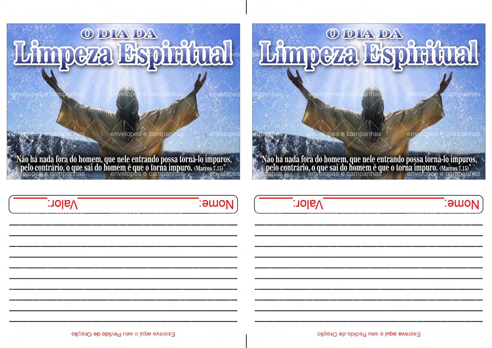 Envelope O Dia da Limpeza Espiritual (2 numa folha A4)