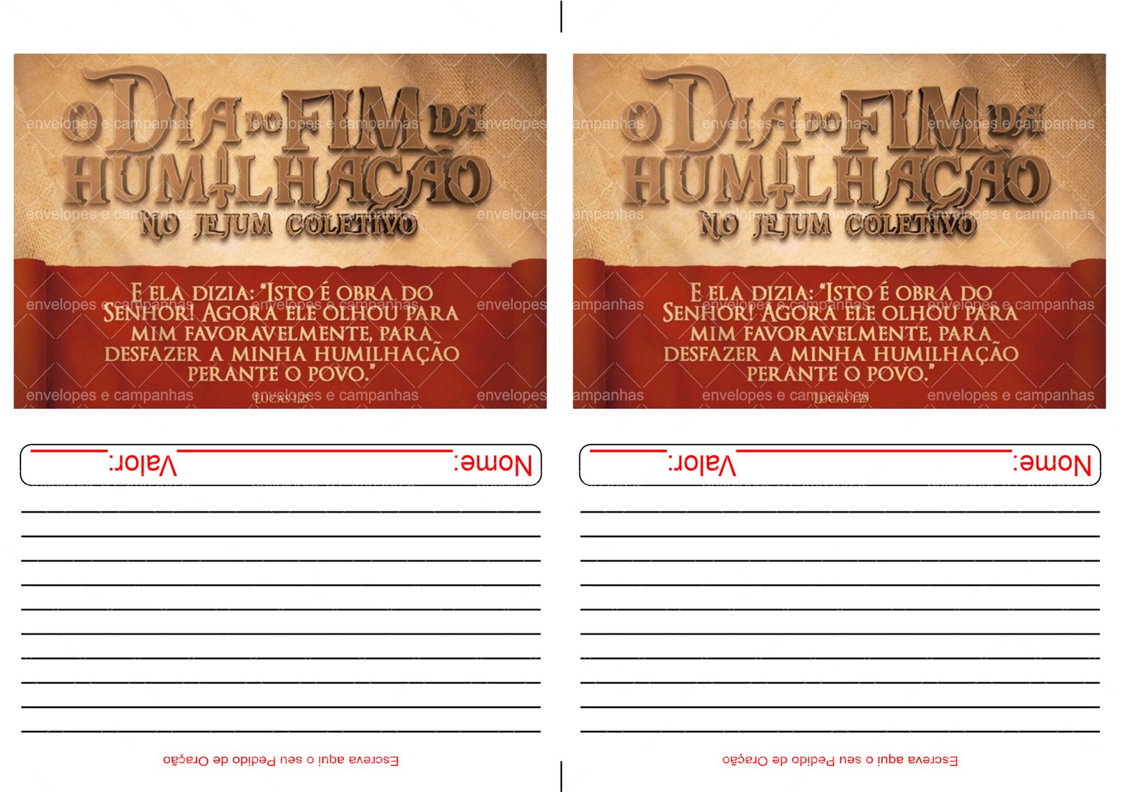 Envelope O Dia do Fim da Humilhação (2 numa folha A4)