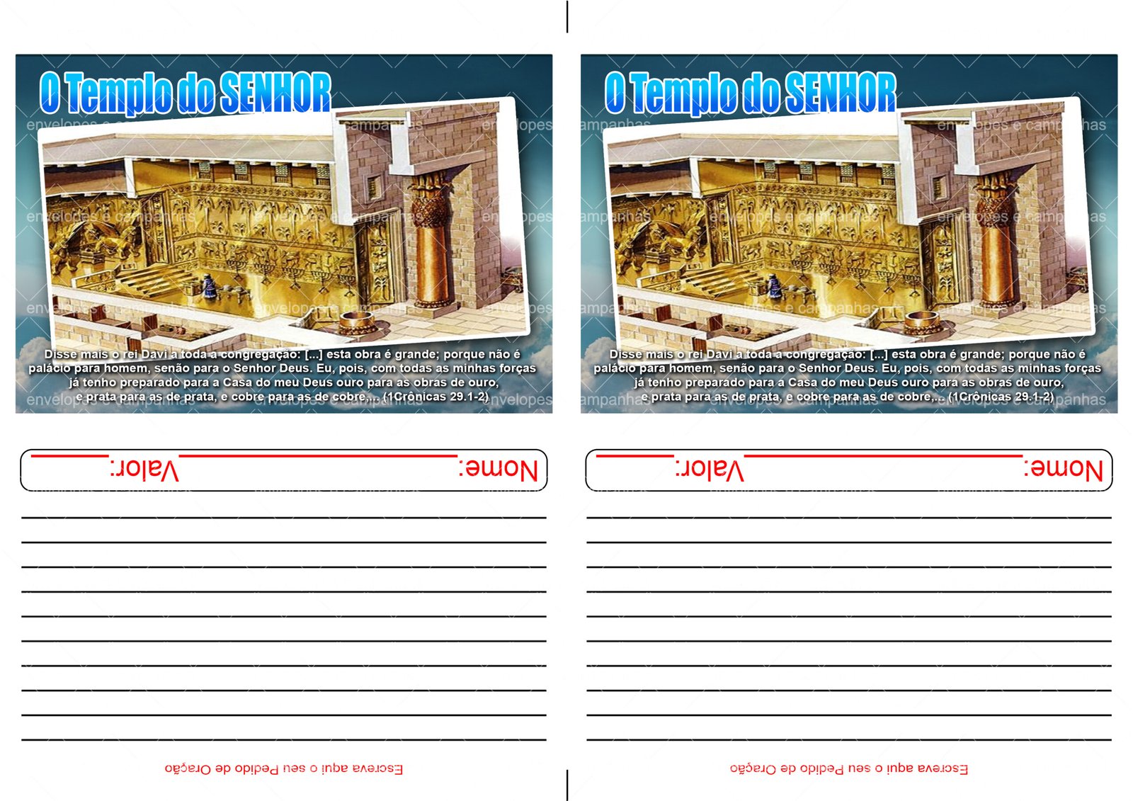 Envelope O Templo do SENHOR (2 numa folha A4)