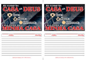 Envelope Oferta Despesas - Eu cuido da casa de Deus 02 (2 numa folha A4)