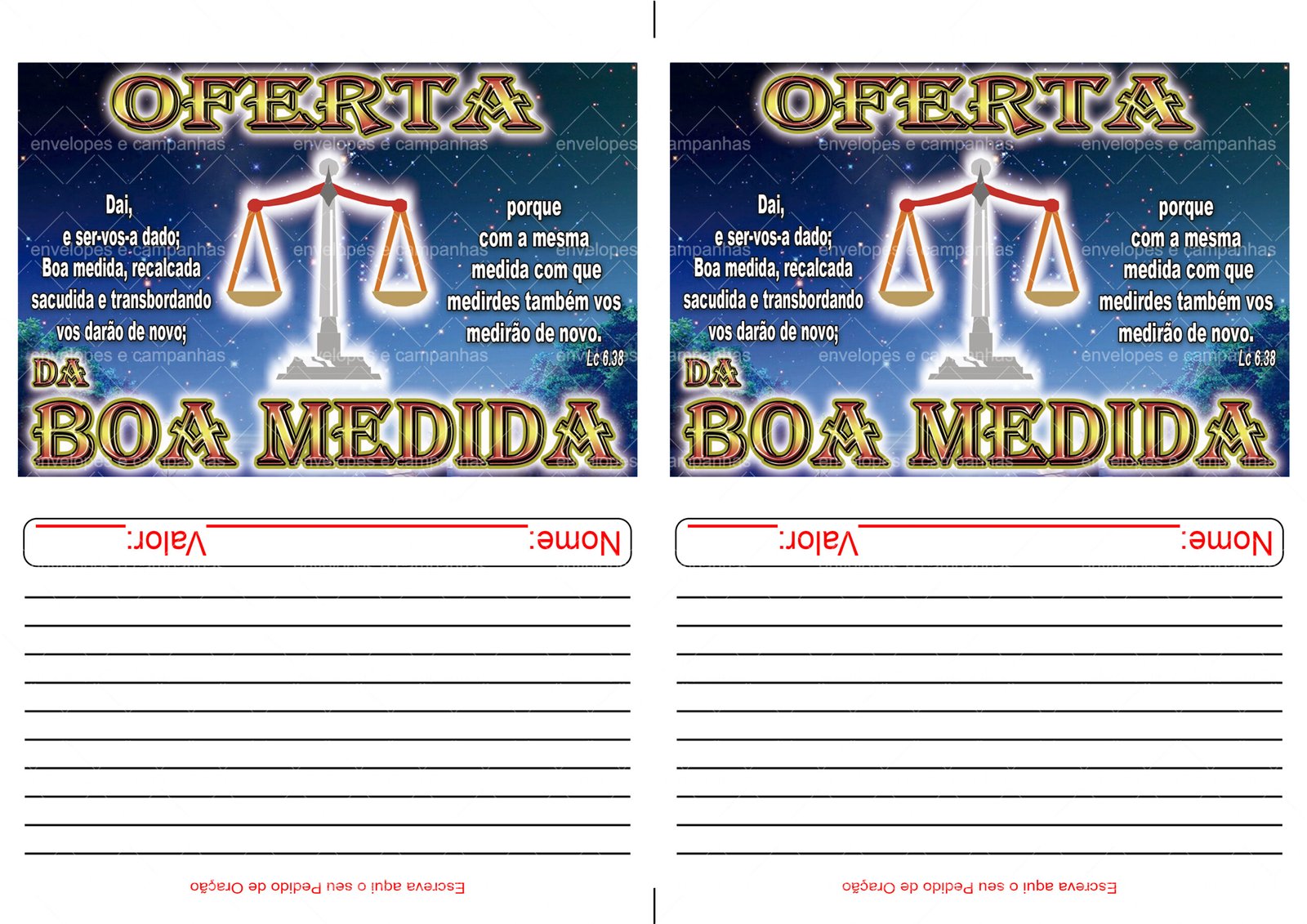 Envelope Oferta da Boa Medida (2 numa folha A4)