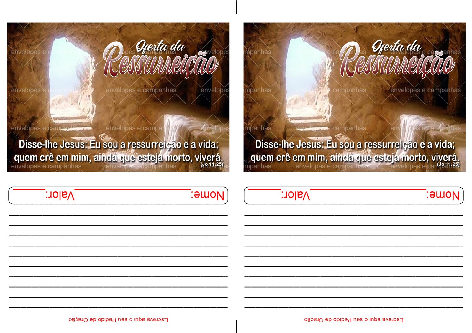 Envelope Oferta da Ressurreição (2 numa folha A4)