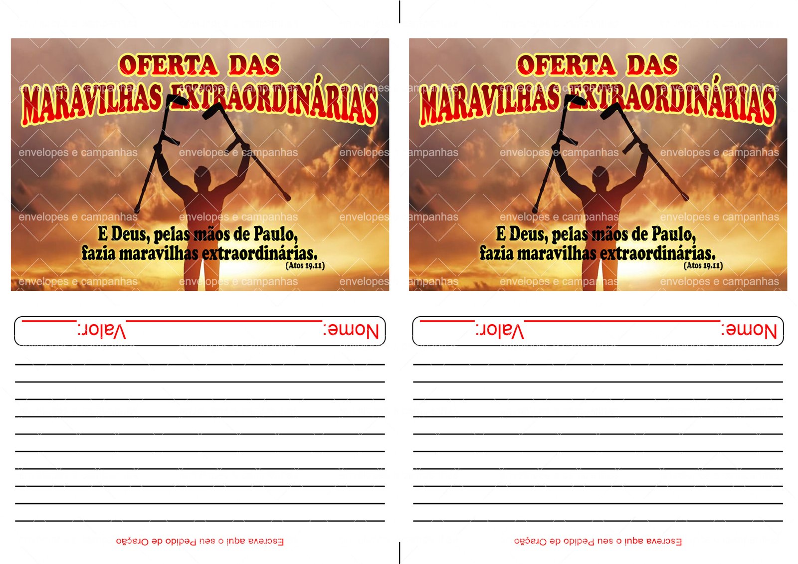 Envelope Oferta das Maravilhas Extraordinárias (2 numa folha A4)