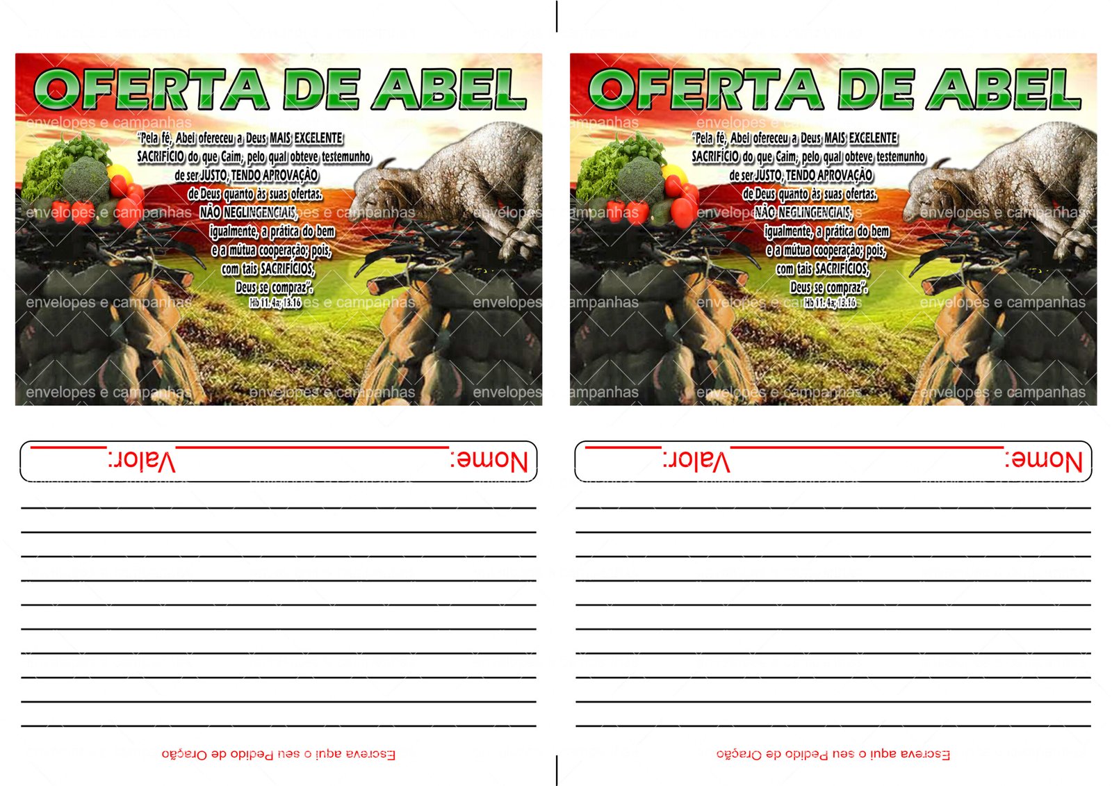 Envelope Oferta de Abel (2 numa folha A4)