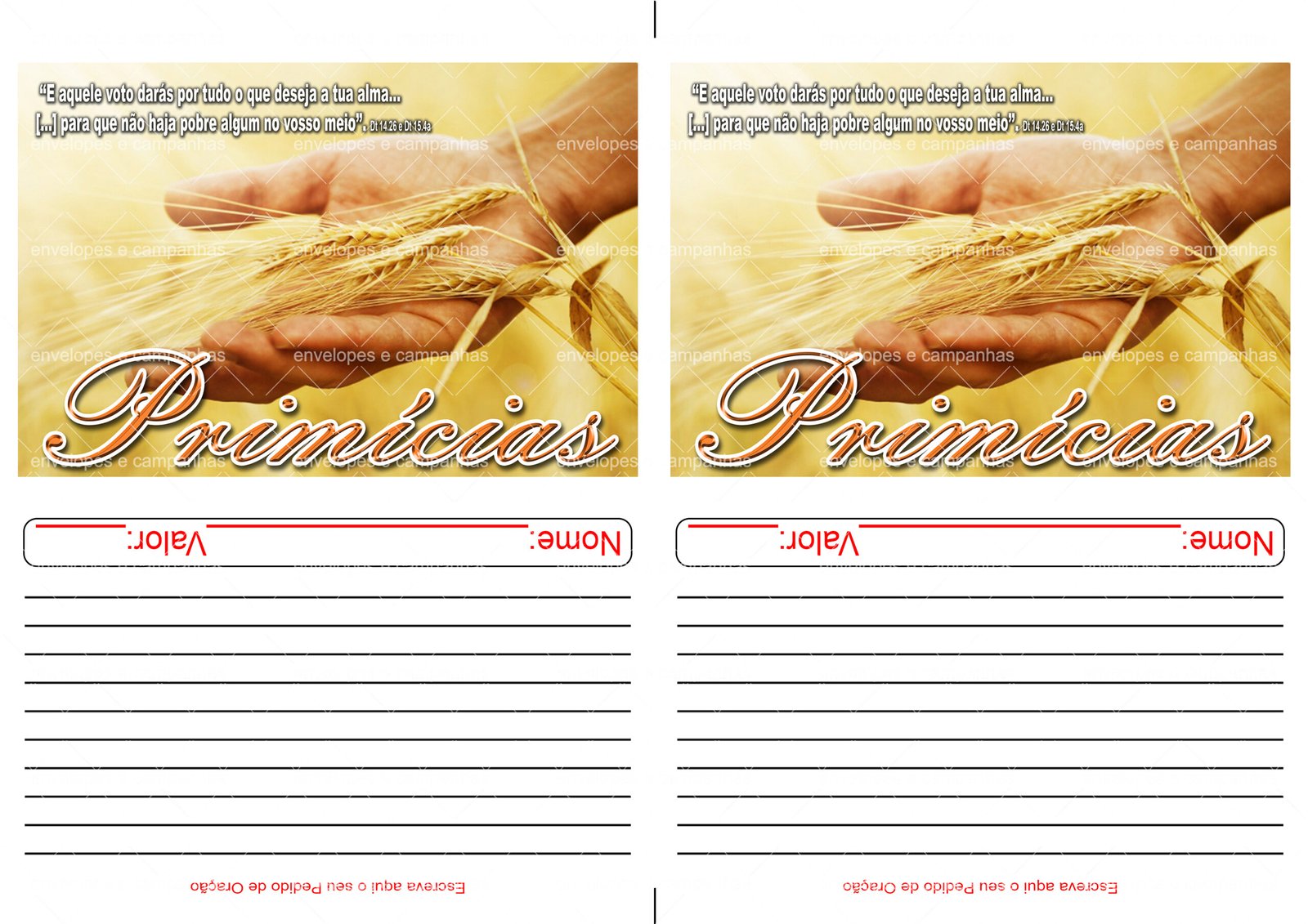 Envelope Oferta de Primícias 03 (2 numa folha A4)