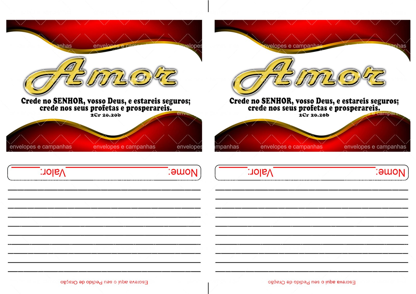 Envelope Oferta do Amor (2 numa folha A4)