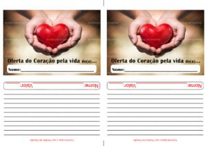 Envelope Oferta do Coração pela vida (2 numa folha A4)