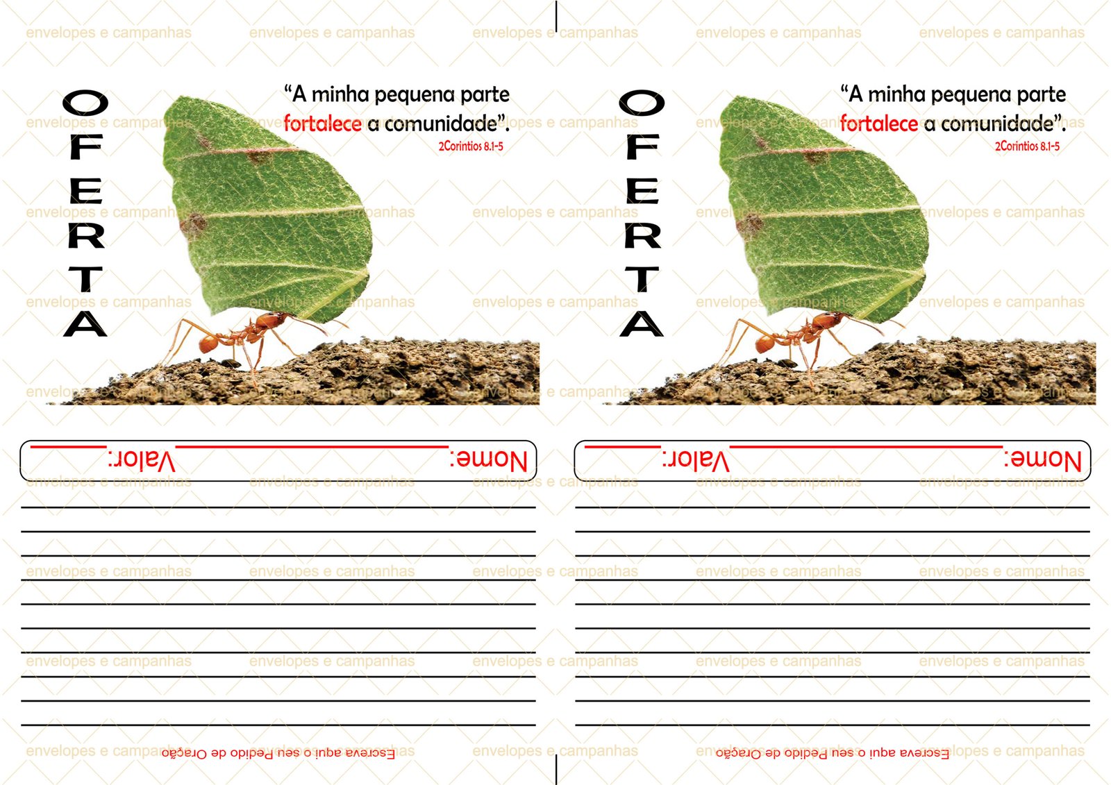 Envelope Oferta formiguinha (2 numa folha A4)