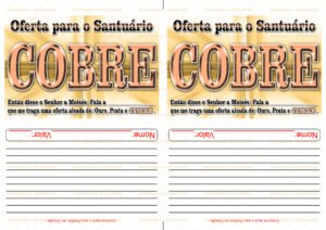 Envelope Oferta para o Santuário - Cobre (2 numa folha A4)
