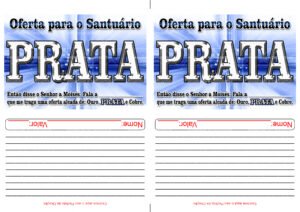 Envelope Oferta para o Santuário - Prata (2 numa folha A4)
