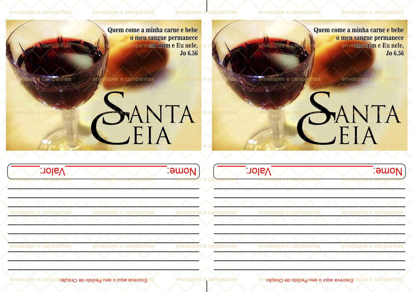 Envelope Santa Ceia 02 (2 numa folha A4)
