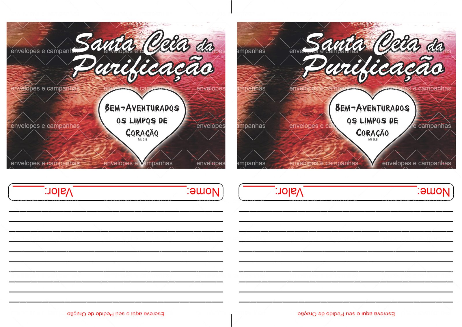 Envelope Santa Ceia da Purificação (2 numa folha A4)