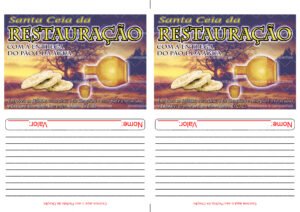Envelope Santa Ceia da Restauração - Pão e Água (2 numa folha A4)