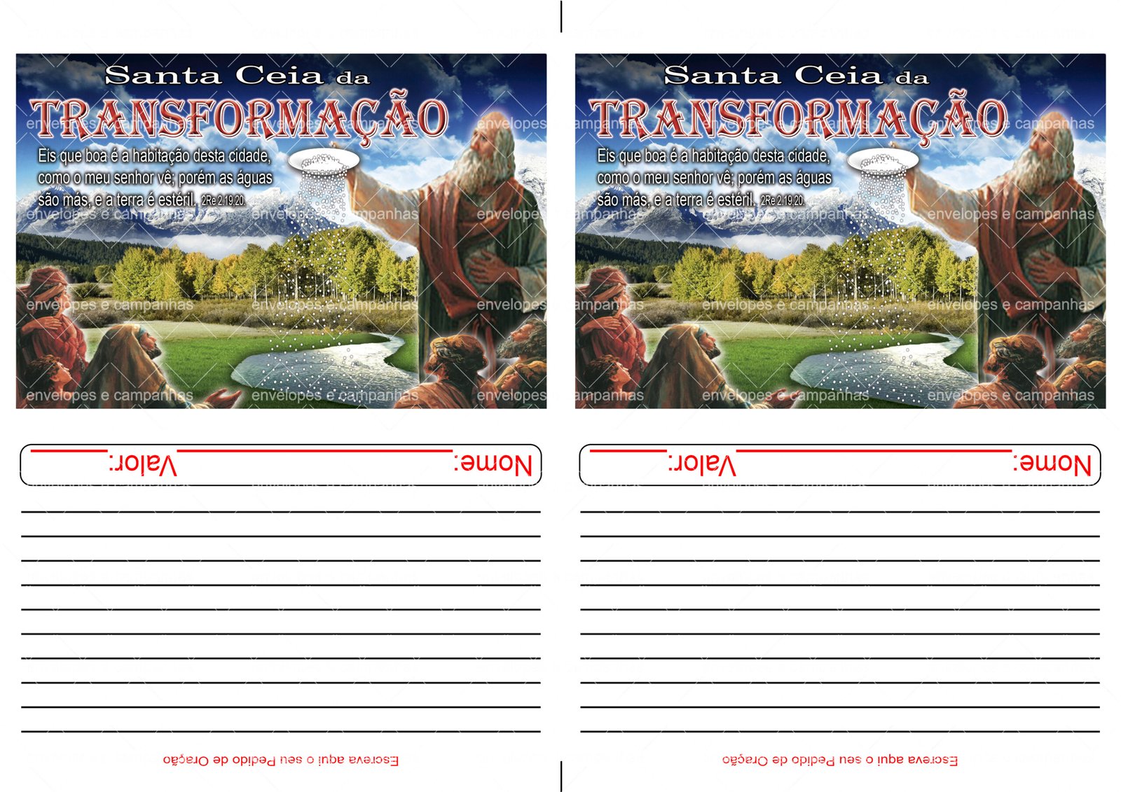 Envelope Santa Ceia da Transformação (2 numa folha A4)
